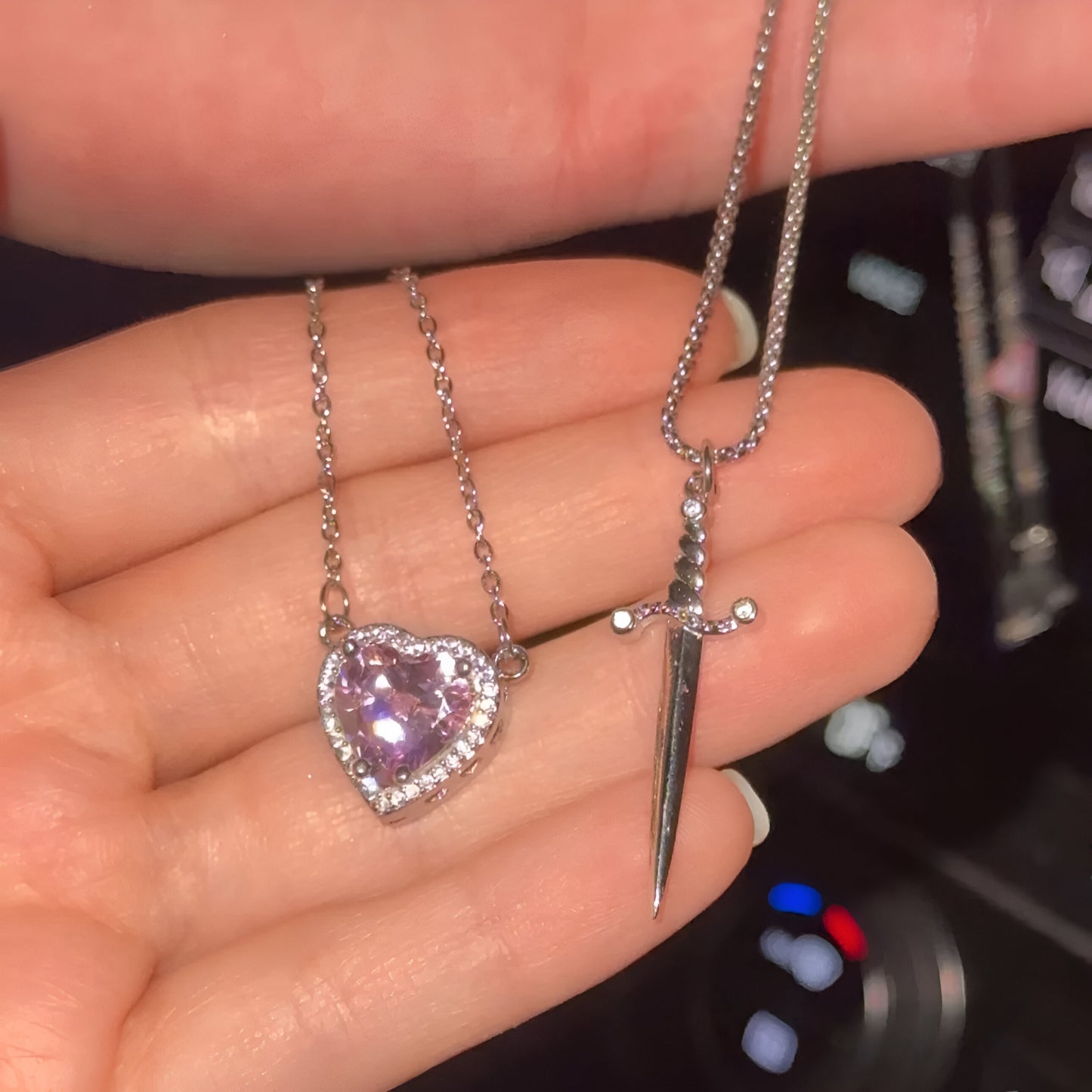 Yours Truly™ Heart and Sword Matching Necklaces Set