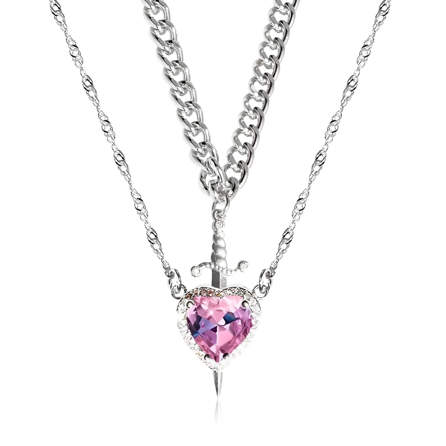 Yours Truly™ Heart and Sword Matching Necklaces Set