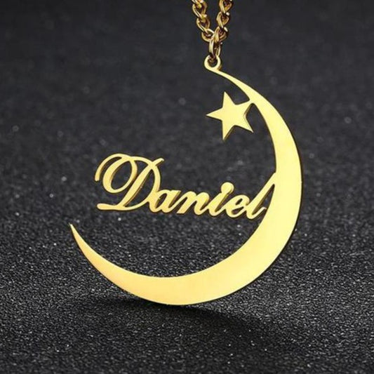 Yours Truly 22K Plated Crescent Moon Name Necklace