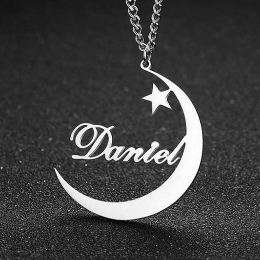 Yours Truly 22K Plated Crescent Moon Name Necklace