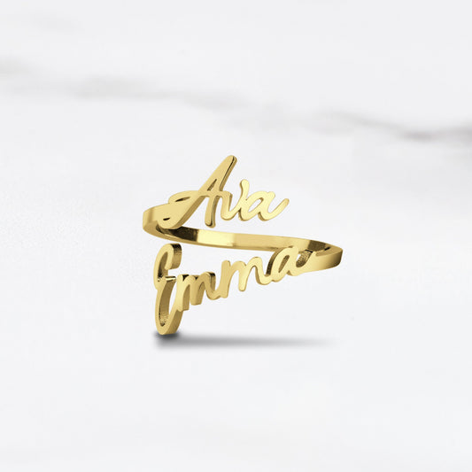 Yours Truly 22K Plated Couple Name Ring