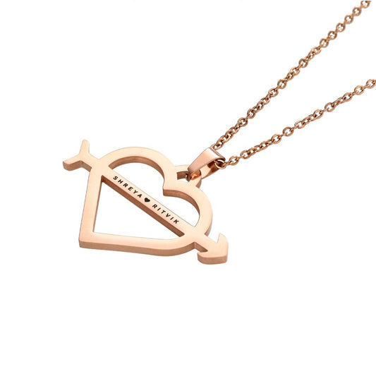 Yours Truly 22K Plated Arrow & Heart Couple Name Necklace