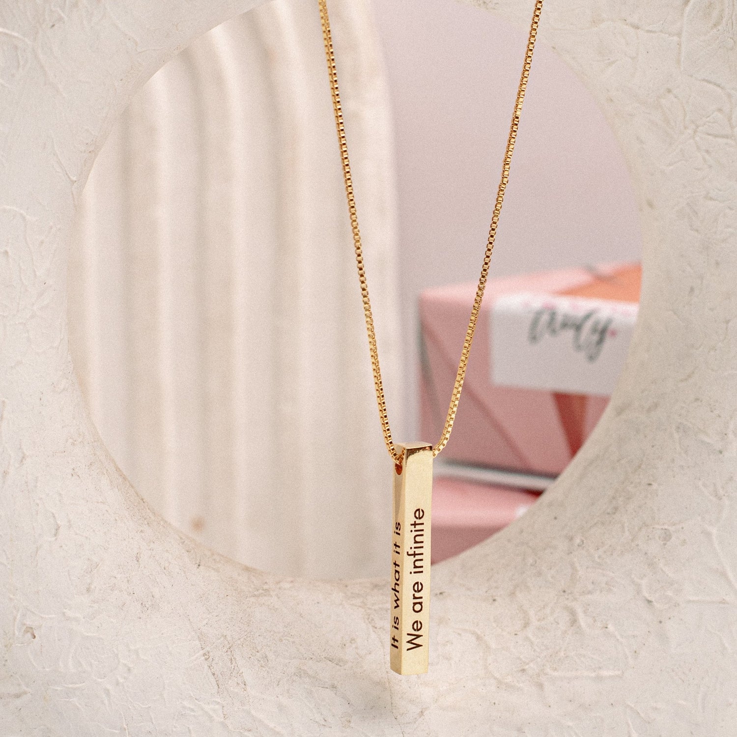 Yours Truly 22K Plated Cuboid Memory Bar Necklace