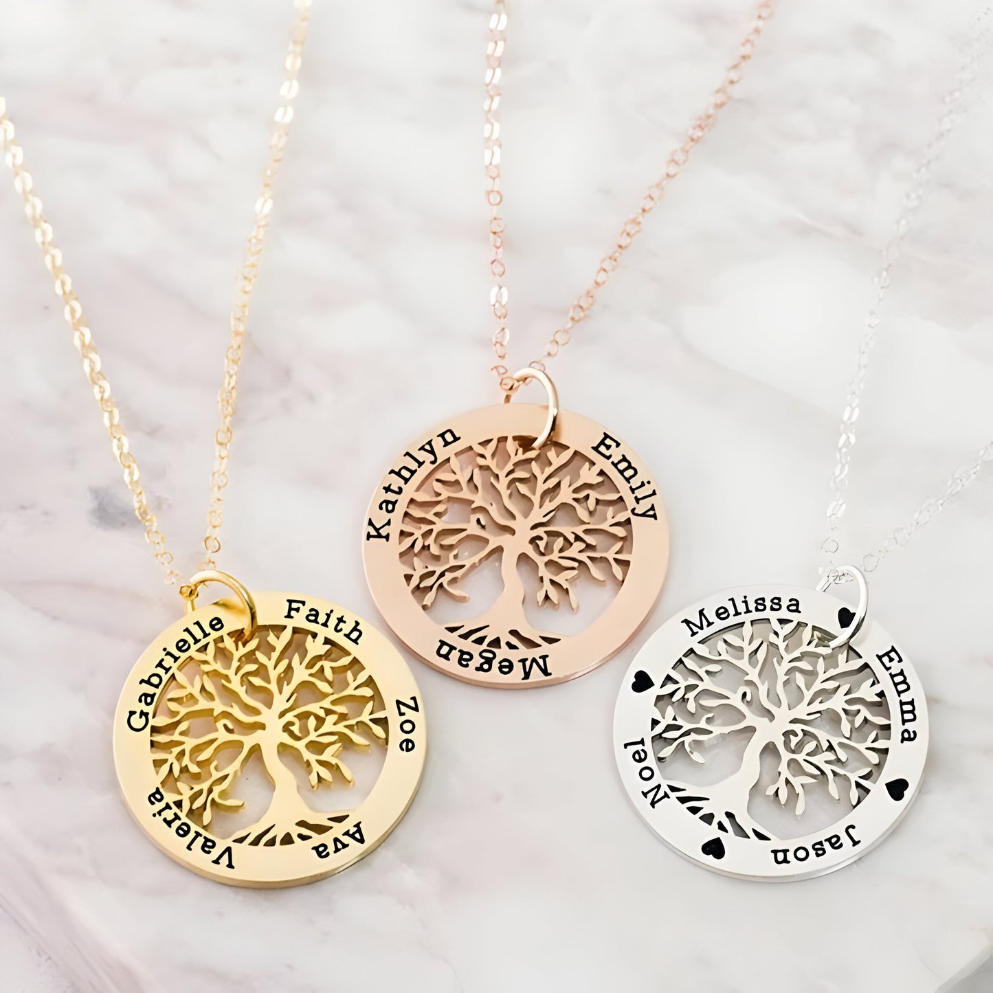 Yours Truly 22K Plated Engraved Tree of Life Necklace