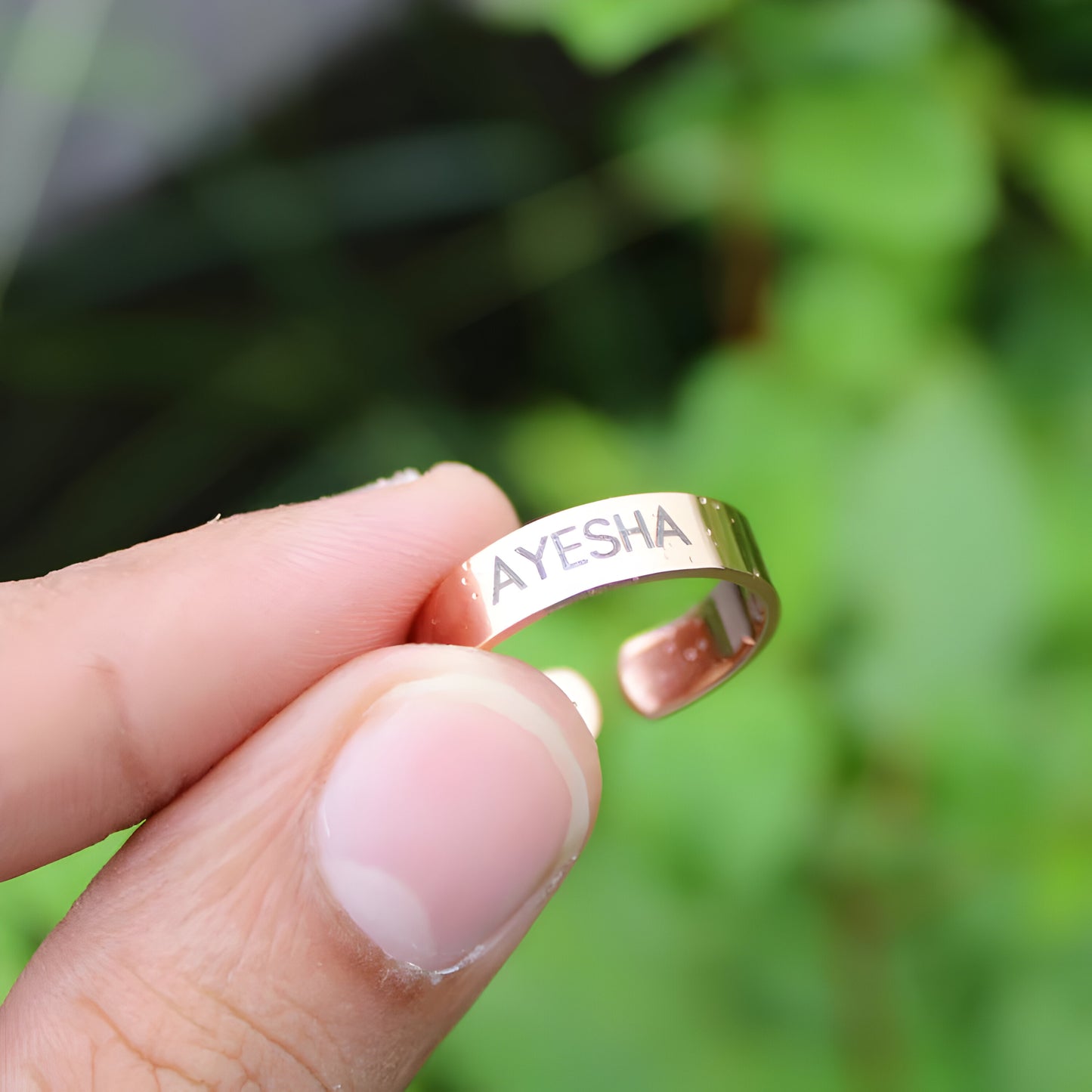 Yours Truly 22K Plated Engraved Cut Ring