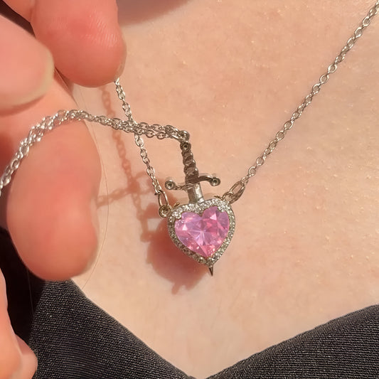 Yours Truly™ Heart and Sword Matching Necklaces Set