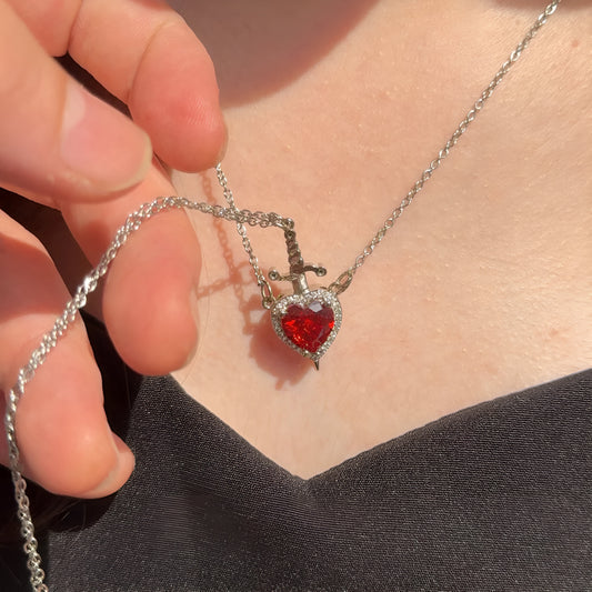 Yours Truly™ Heart and Sword Matching Necklaces Set