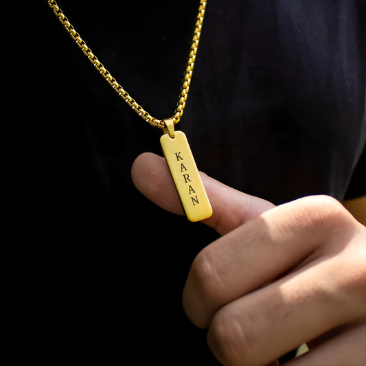 Yours Truly 22K Plated Engraved Reversible Tag Necklace