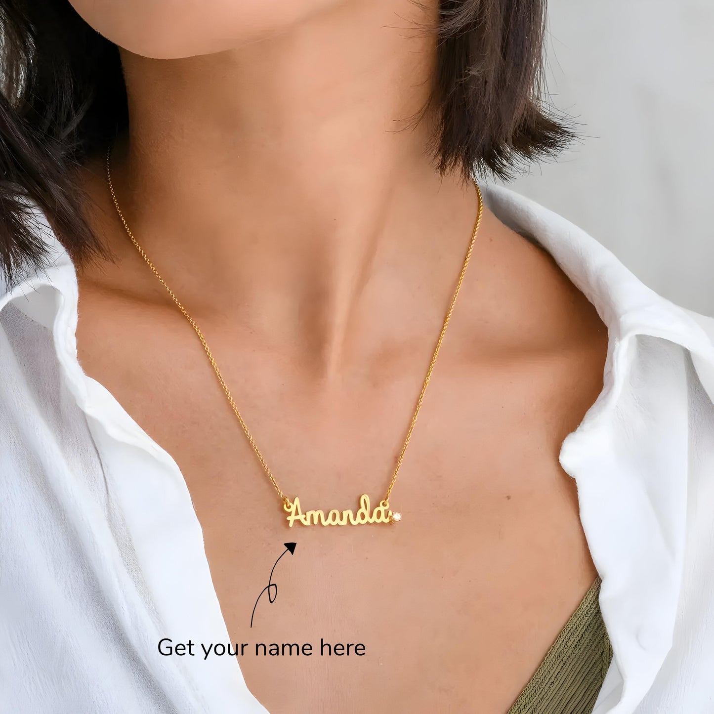 Yours Truly 22K Plated Diamond Studded Cursive Name Necklace