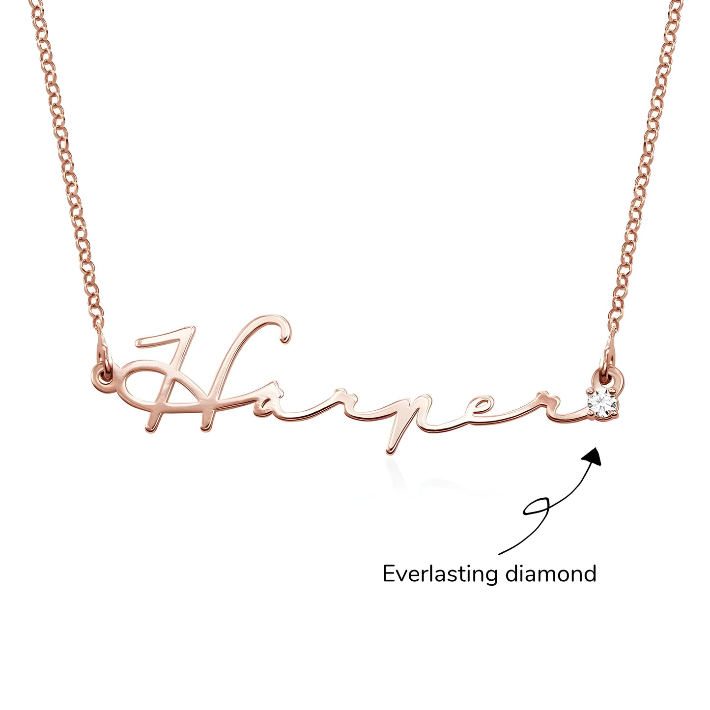 Yours Truly 22K Plated Diamond Studded Signature Name Necklace