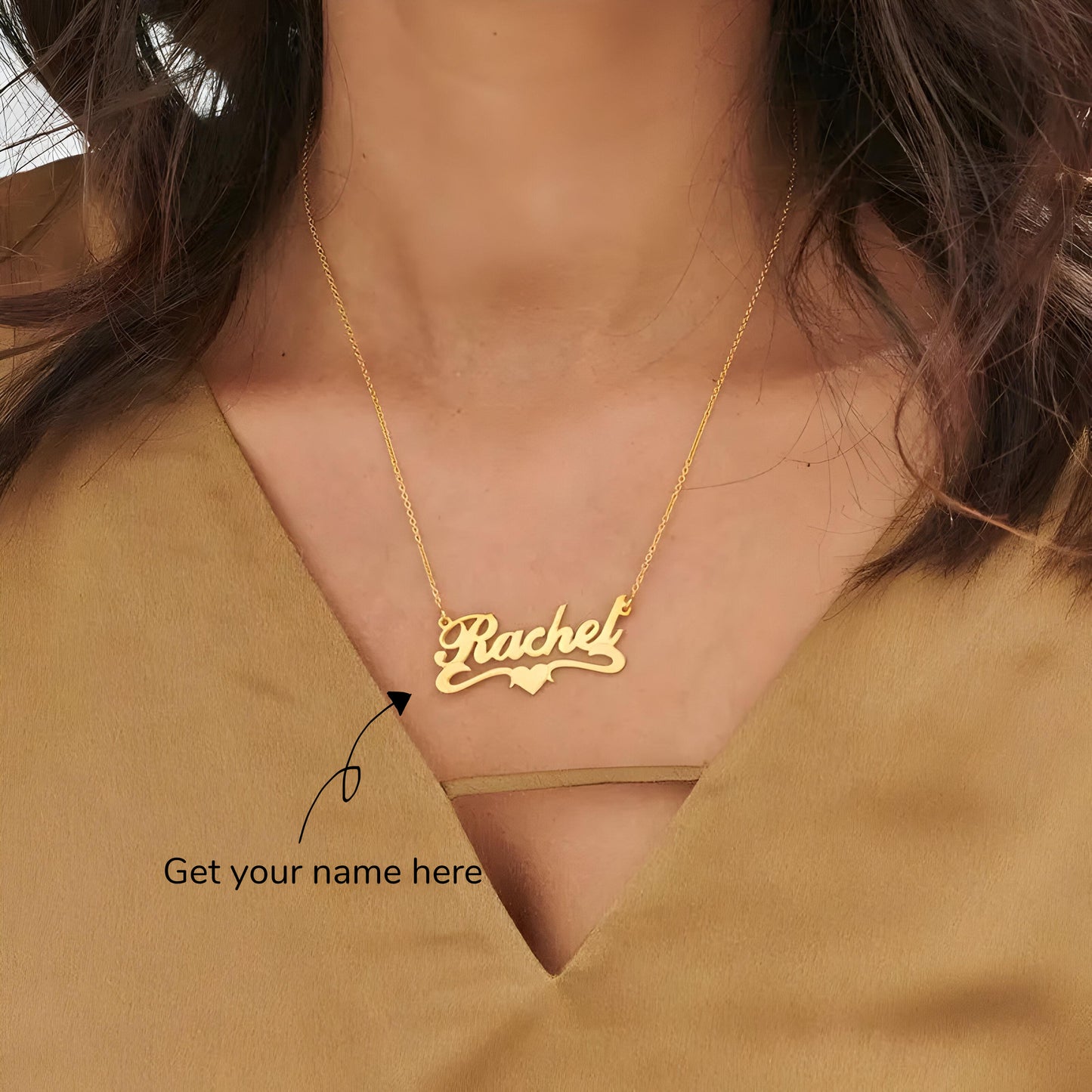 Yours Truly 22K Plated Heart Underline Name Necklace