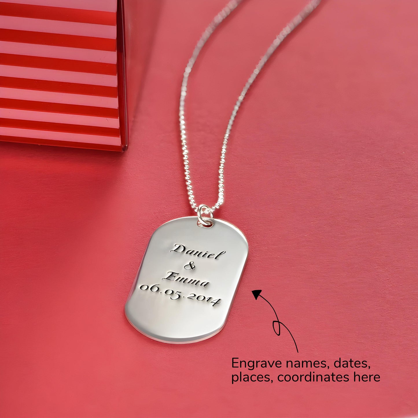 Yours Truly 22K Plated Engraved Dog Tag Necklace