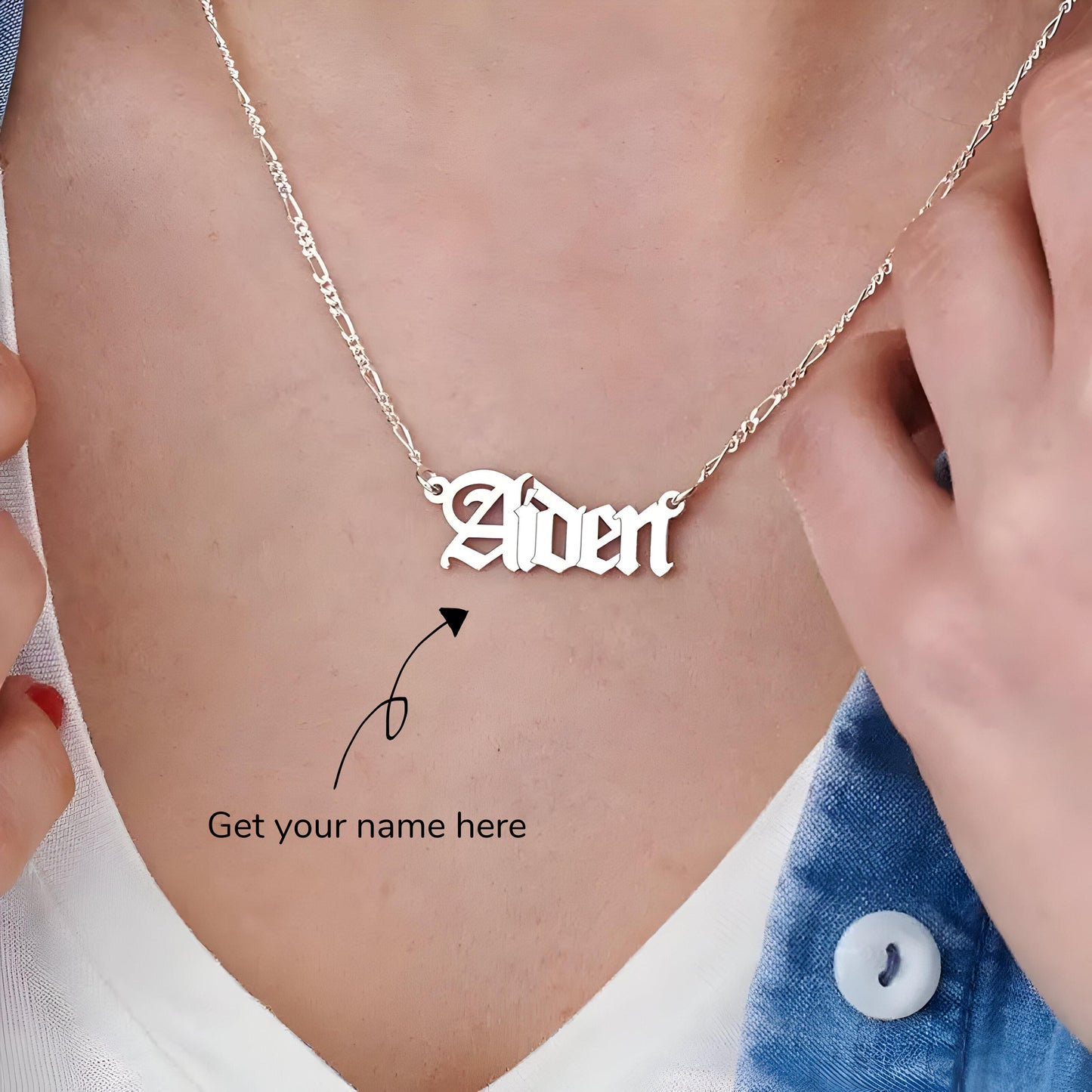 Yours Truly 22K Plated Gothic Name Necklace