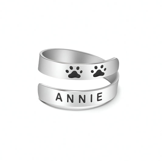 Yours Truly 22K Plated Engraved Pet Lovers Ring