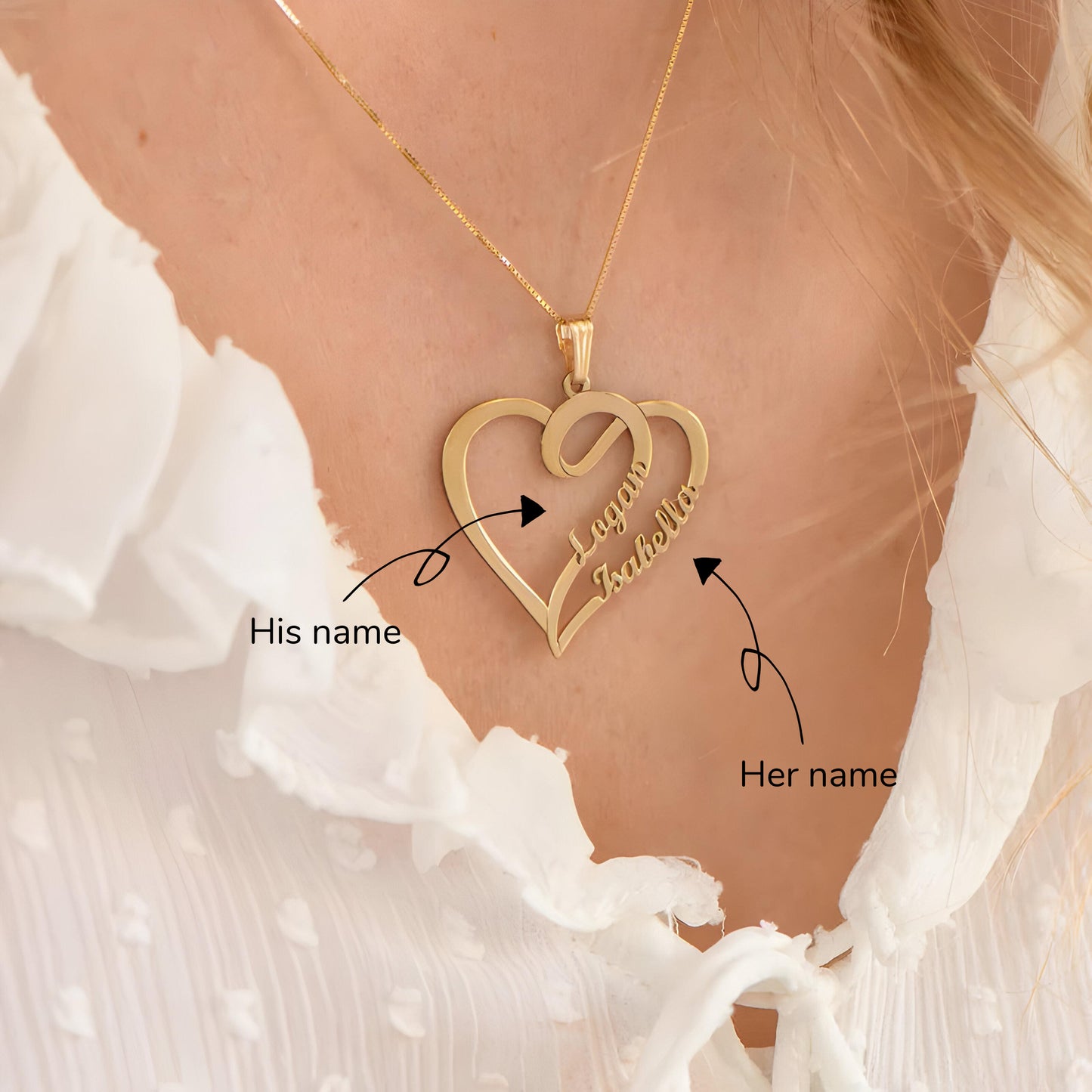 Yours Truly 22K Plated Our Heart Couple Name Necklace