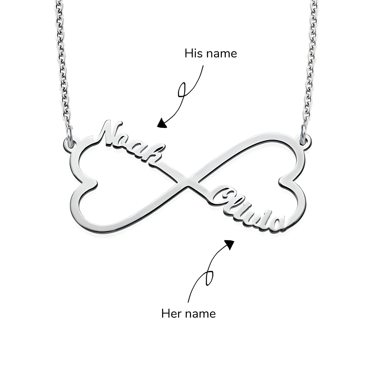 Yours Truly 22K Plated Infinity Heart Couple Name Necklace