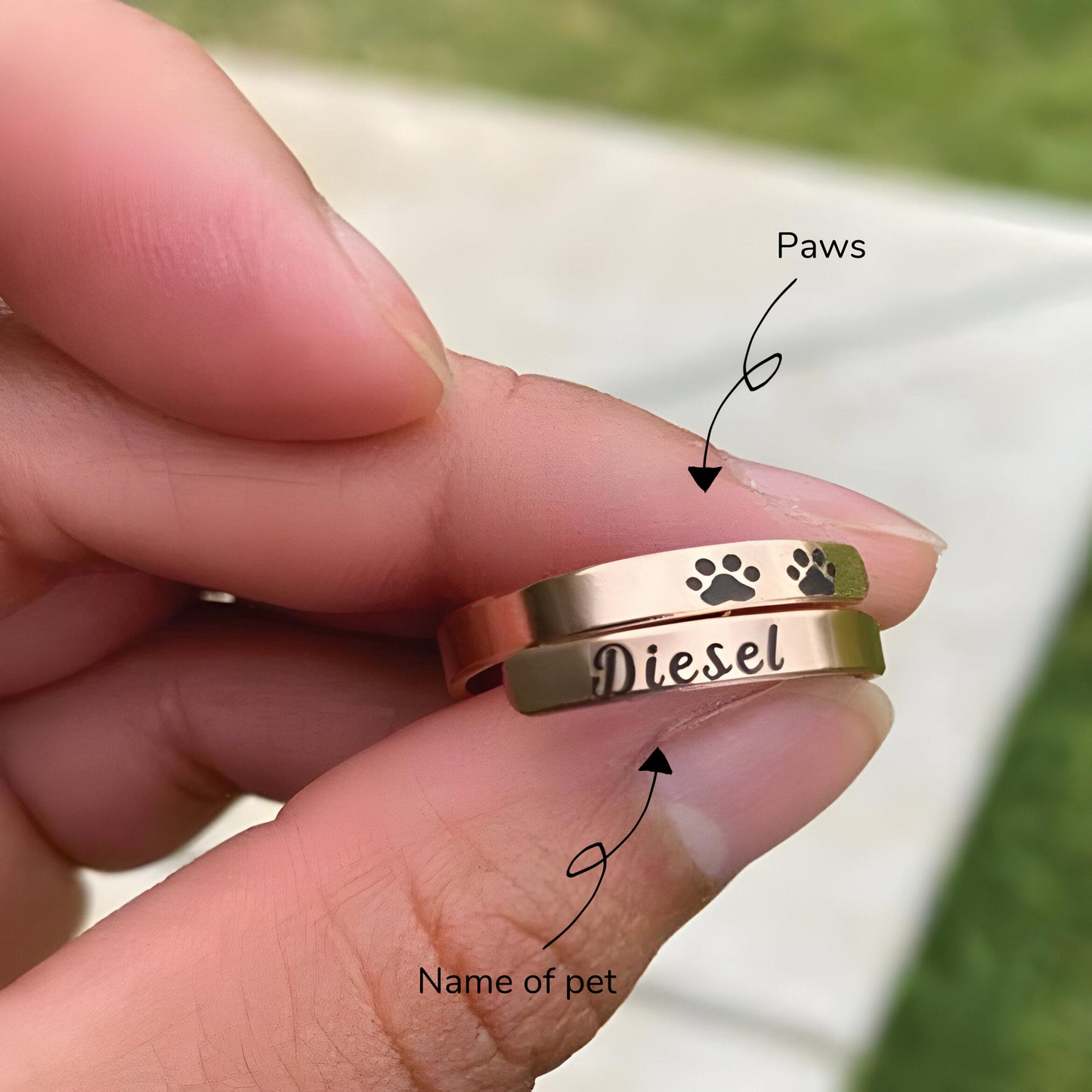 Yours Truly 22K Plated Engraved Pet Lovers Ring