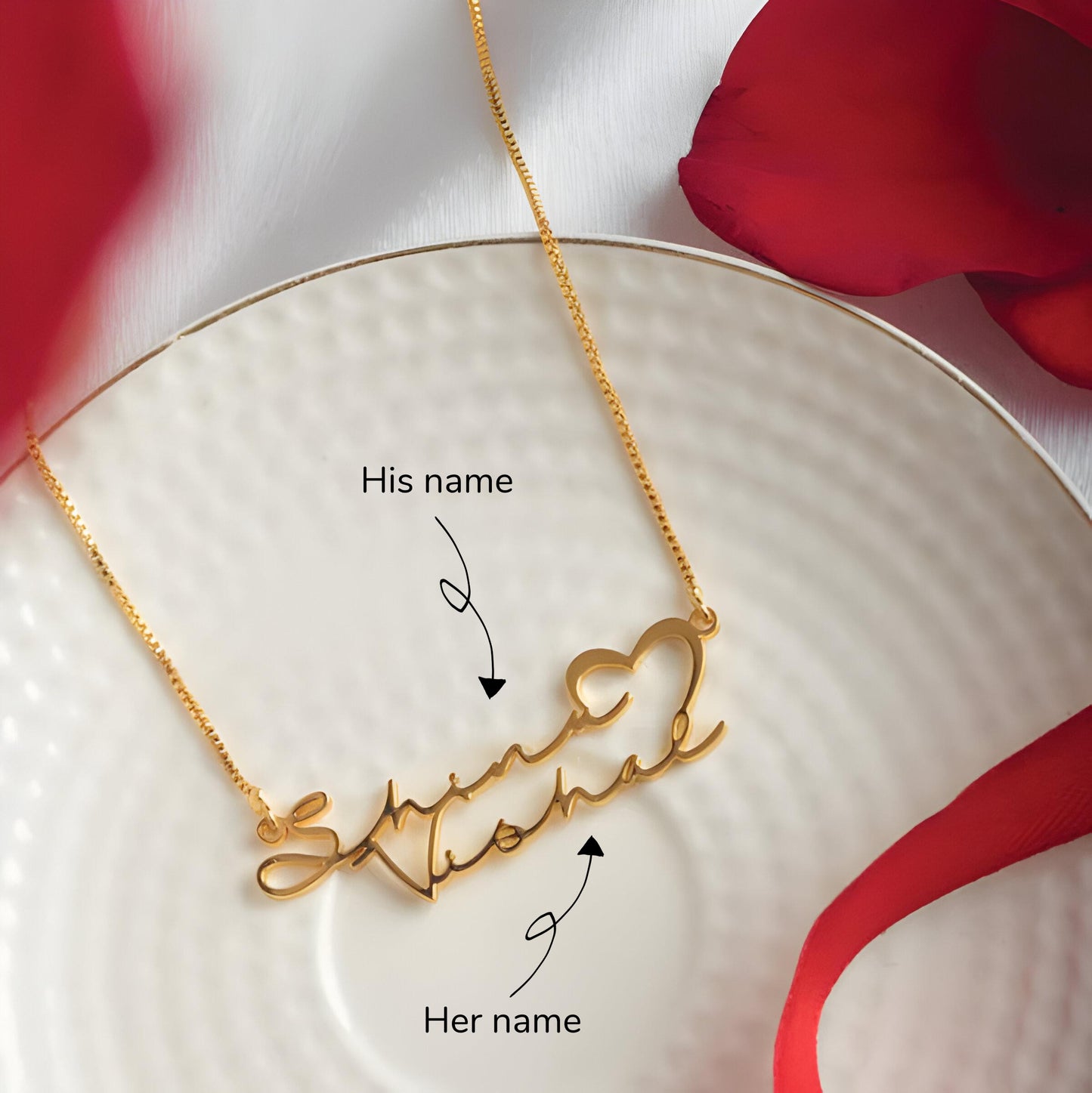 Yours Truly 22K Plated Signature Couple Name Necklace