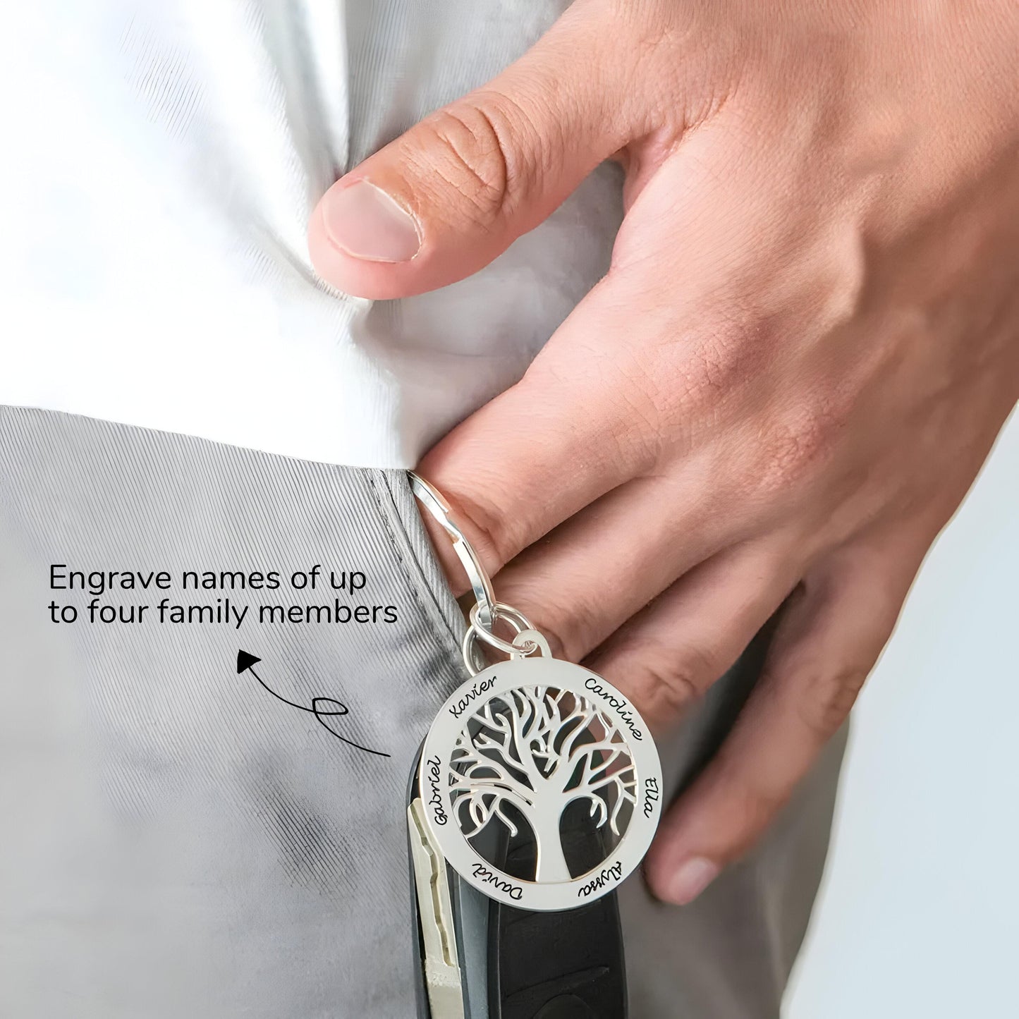 Yours Truly 22K Plated Engraved Tree of Life Keychain