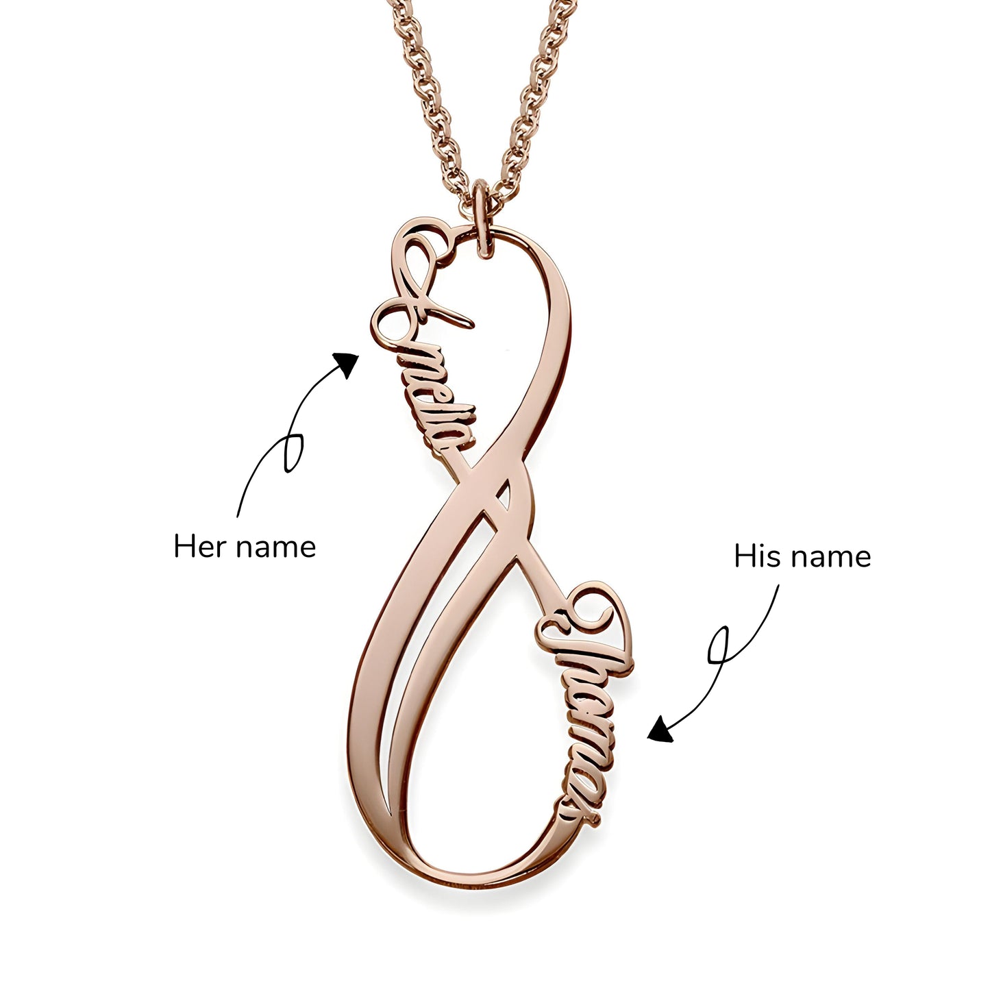 Yours Truly 22K Plated Vertical Infinity Couple Name Necklace