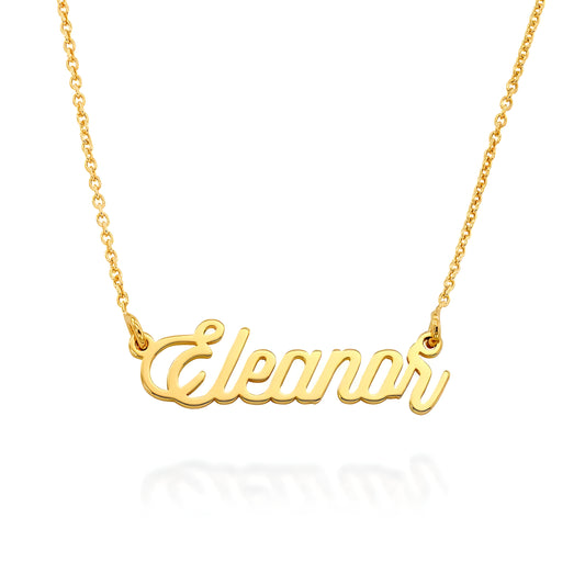 Yours Truly 22K Plated Twirl Script Name Necklace