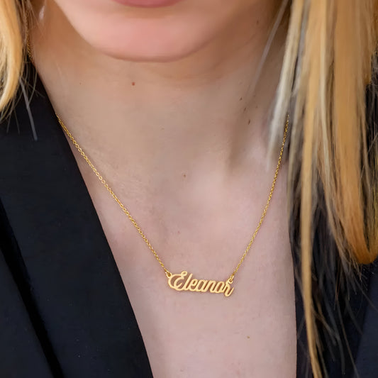 Yours Truly 22K Plated Twirl Script Name Necklace