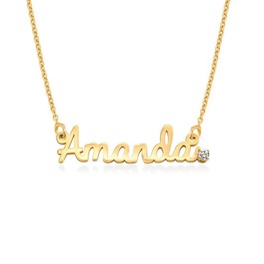 Yours Truly 22K Plated Diamond Studded Cursive Name Necklace