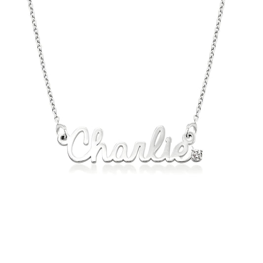 Yours Truly 22K Plated Diamond Studded Cursive Name Necklace