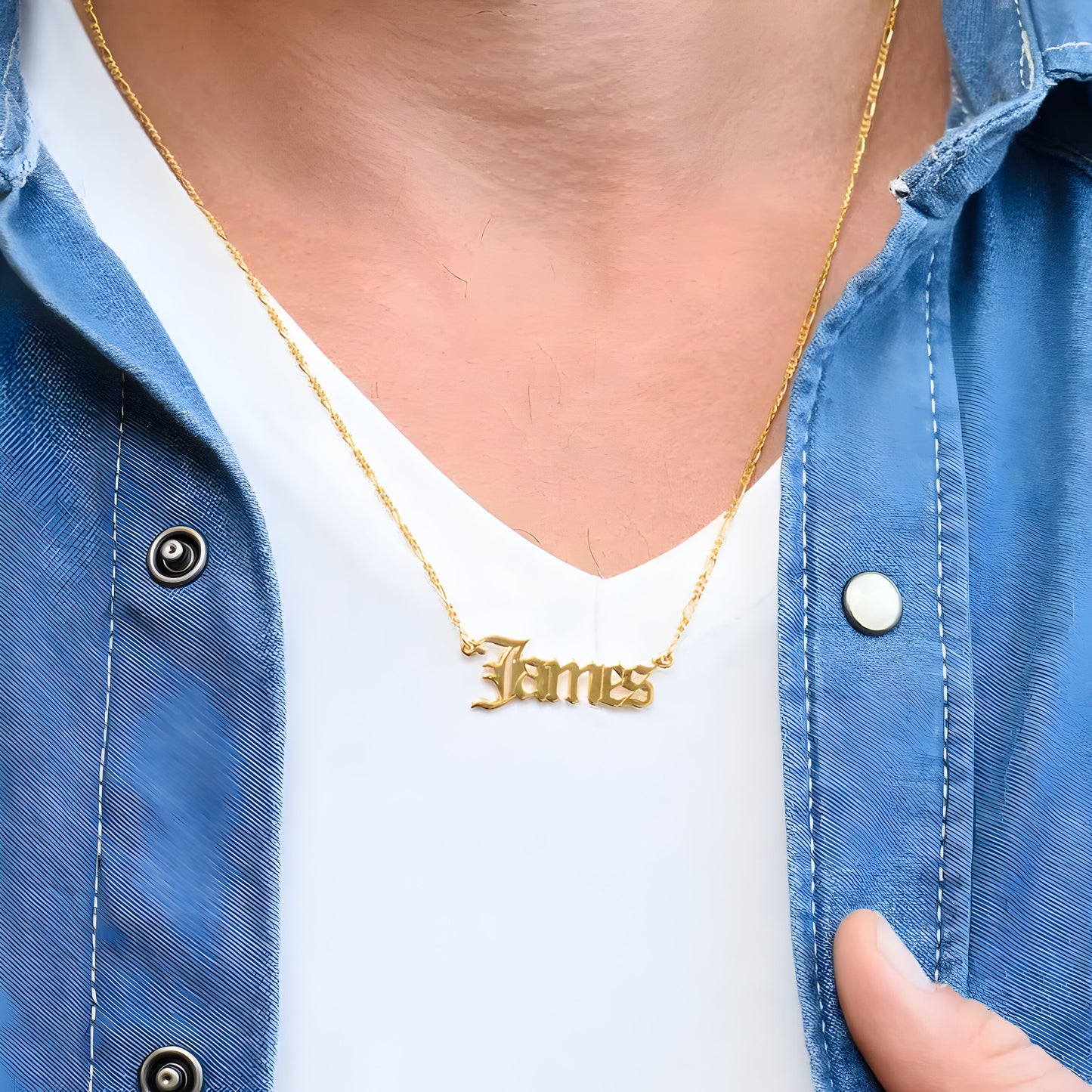 Yours Truly 22K Plated Gothic Name Necklace