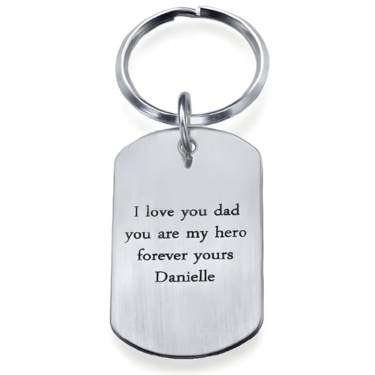 Yours Truly 22K Plated Engraved Dog Tag Keychain