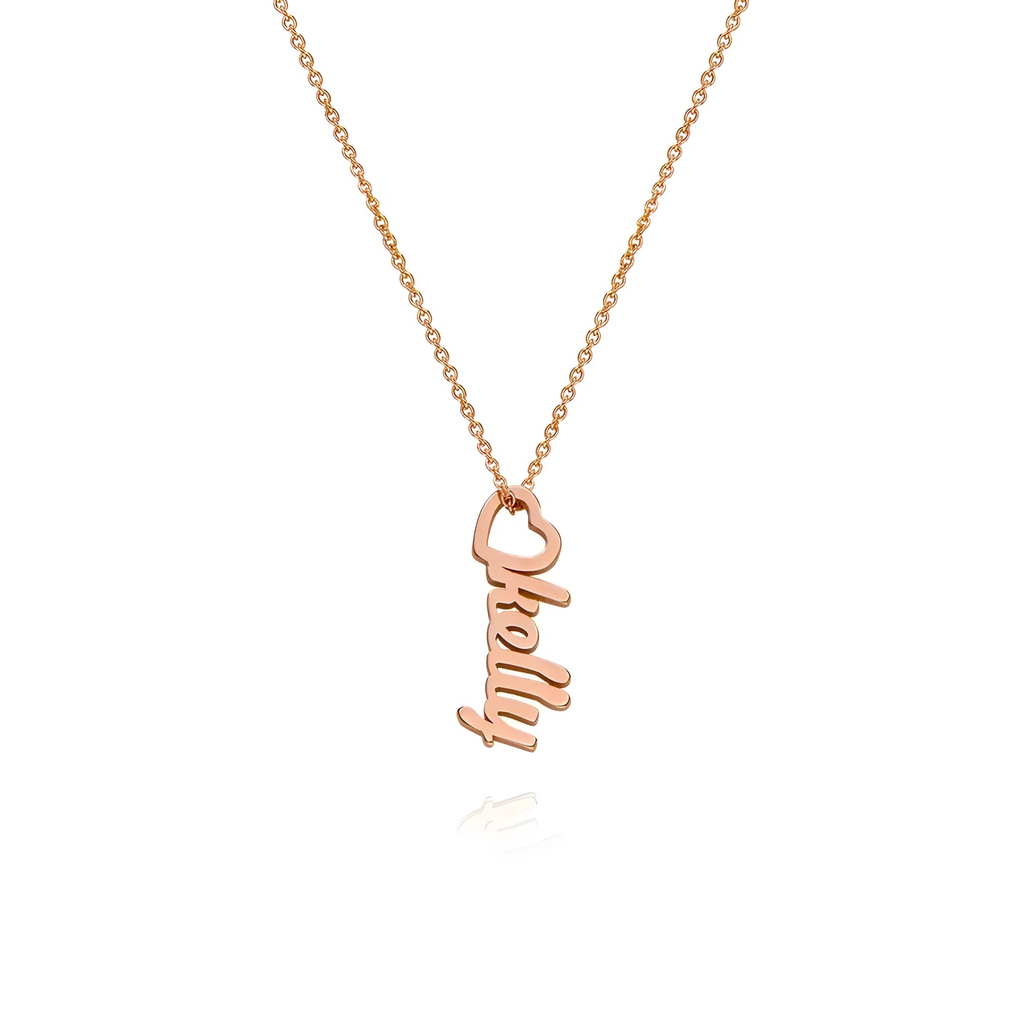 Yours Truly 22K Plated Heart Drop Vertical Name Necklace