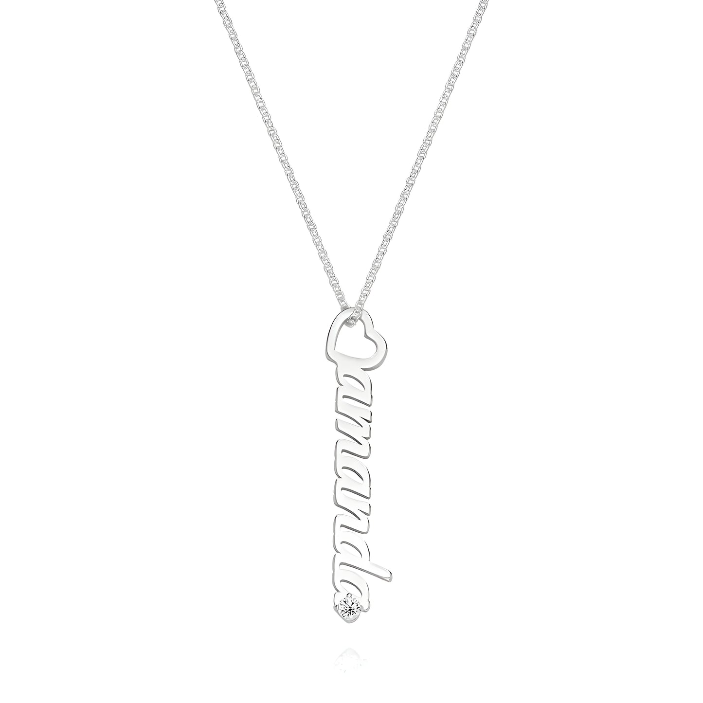 Yours Truly 22K Plated Diamond Studded Heart Drop Vertical Name Necklace