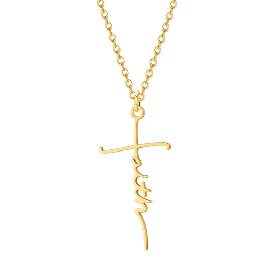 Yours Truly 22K Plated Thin Cross Name Necklace