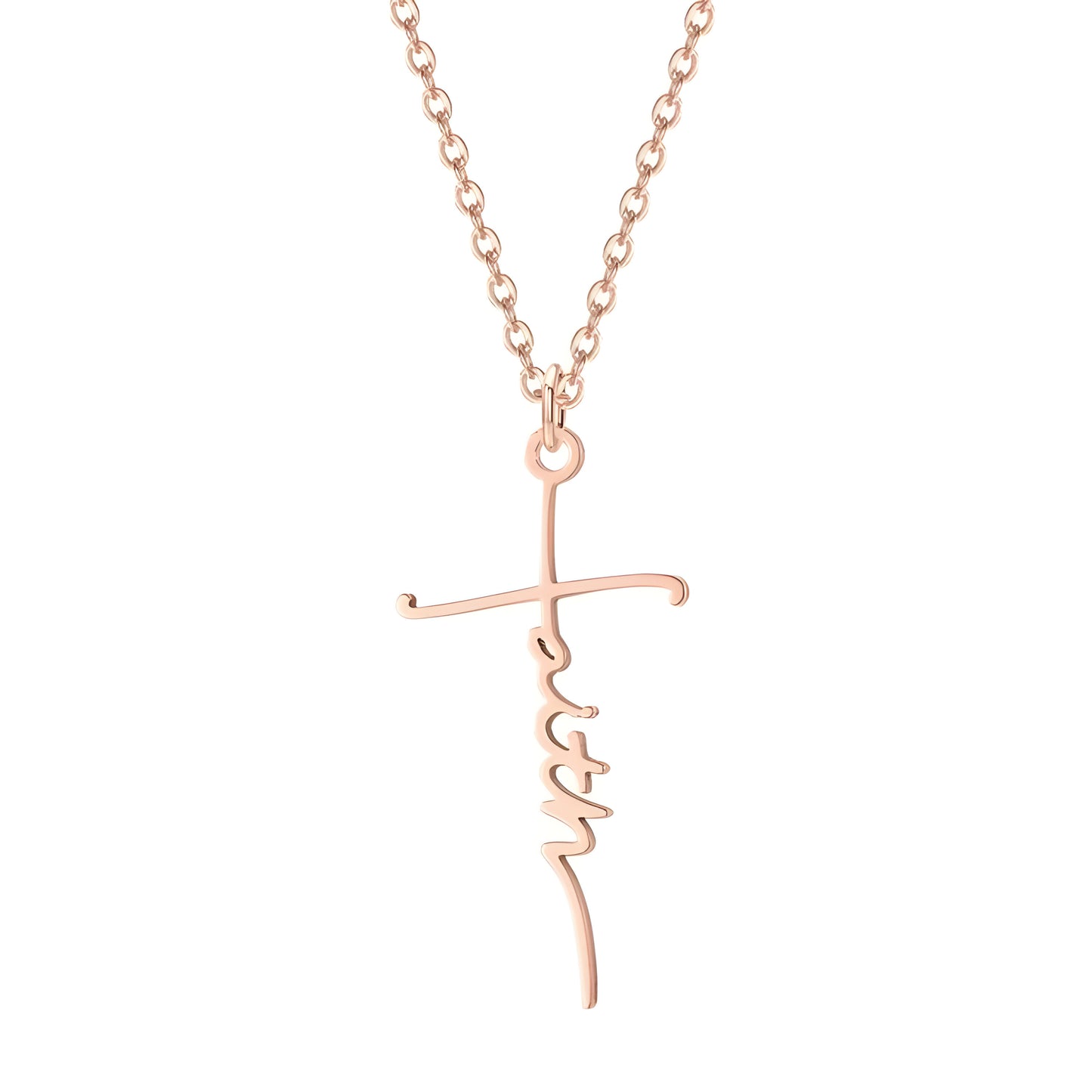 Yours Truly 22K Plated Thin Cross Name Necklace