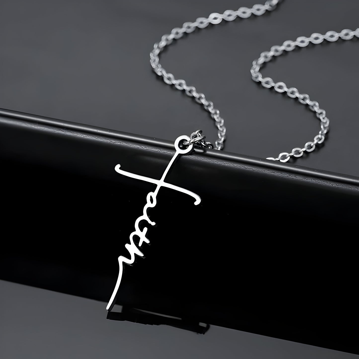 Yours Truly 22K Plated Thin Cross Name Necklace