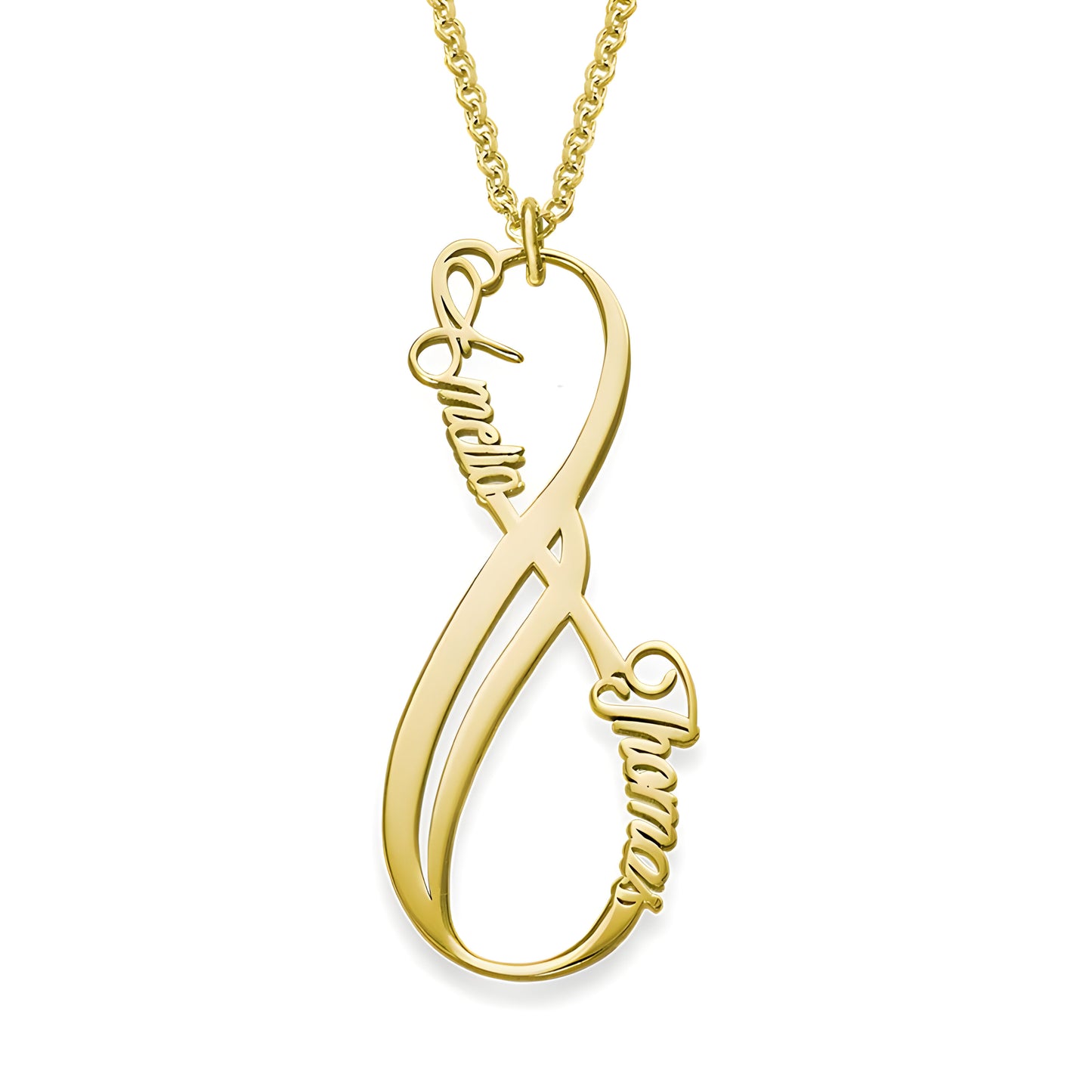 Yours Truly 22K Plated Vertical Infinity Couple Name Necklace