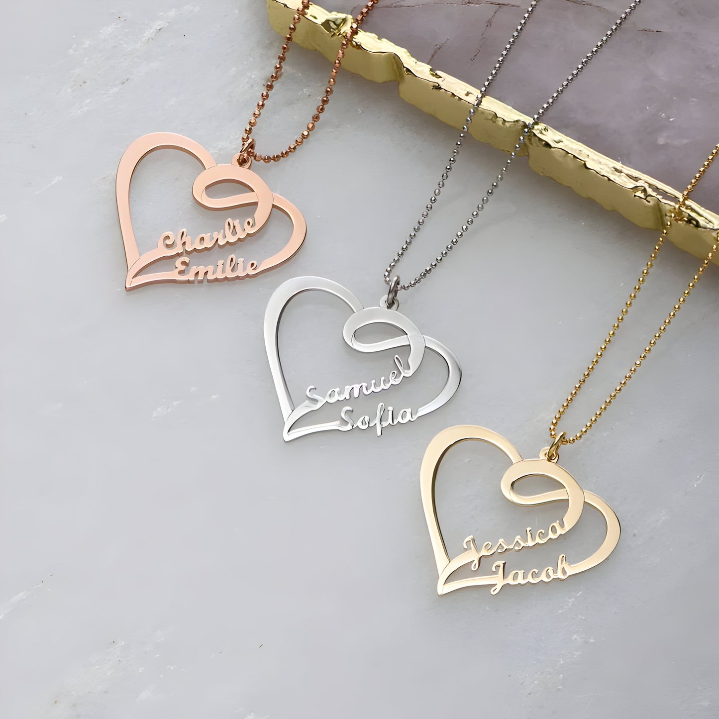 Yours Truly 22K Plated Our Heart Couple Name Necklace