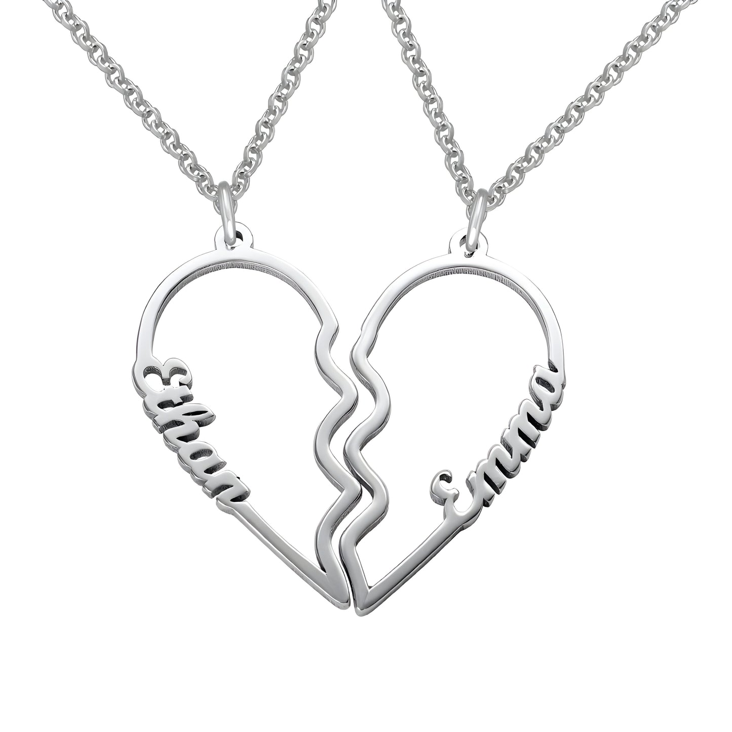 Yours Truly 22K Plated Broken Hearts Couple Name Necklace (Pair of 2)