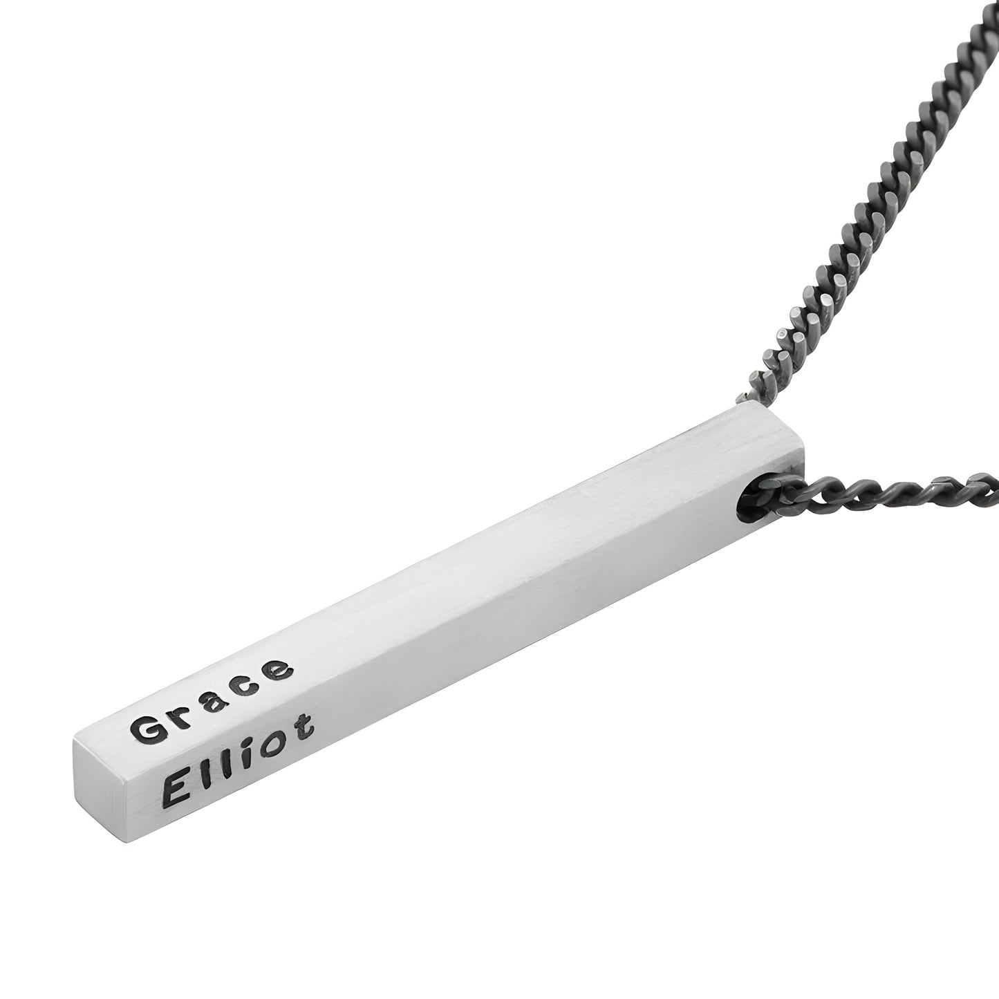 Yours Truly 22K Plated Matte Finish Engraved Cuboid Memory Bar Necklace