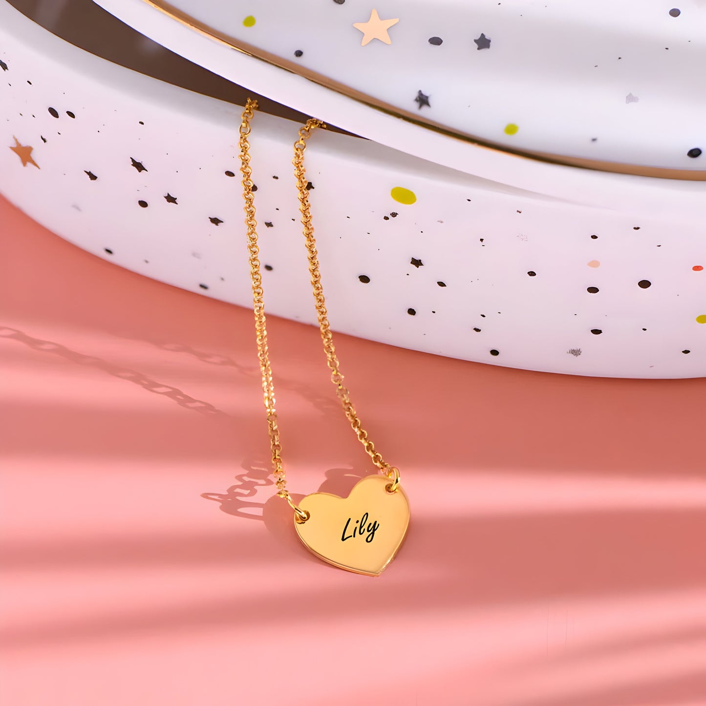 Yours Truly 22K Plated Engraved Heart Necklace