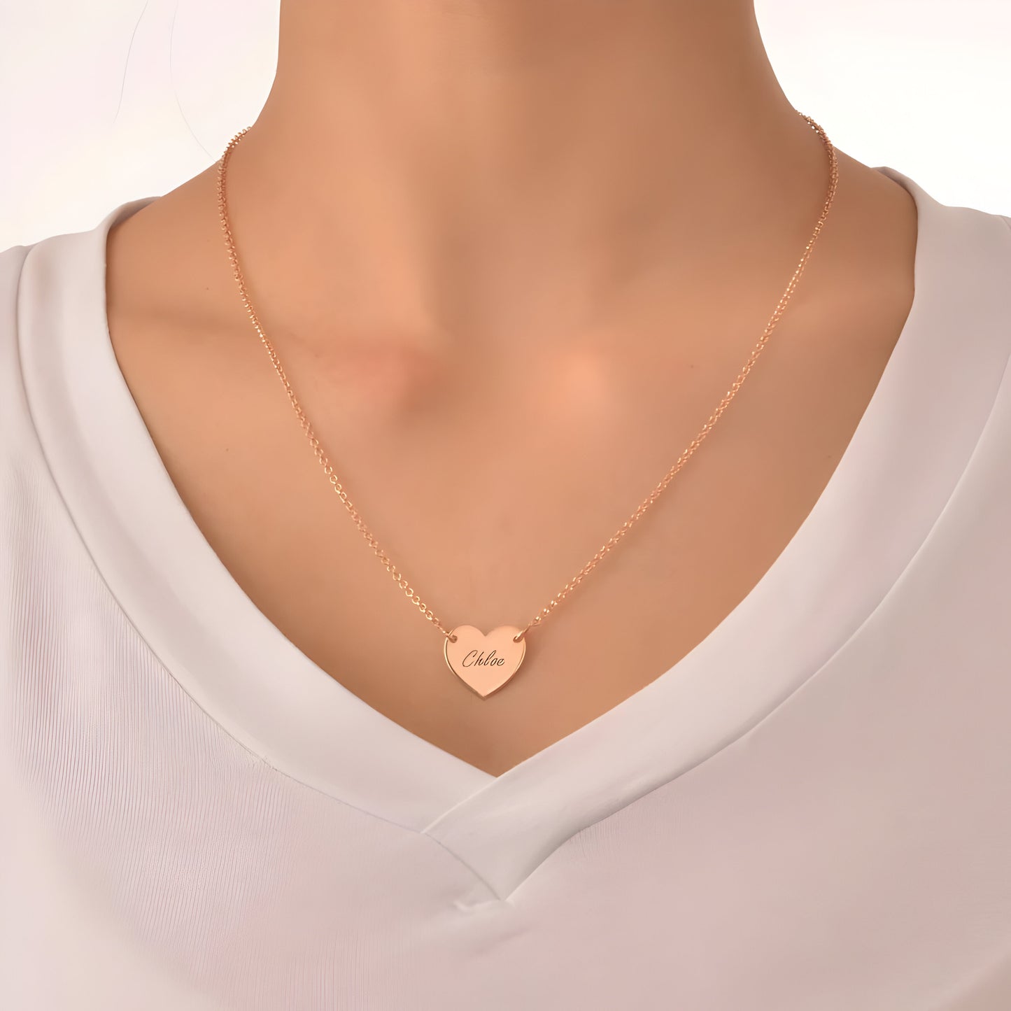 Yours Truly 22K Plated Engraved Heart Necklace