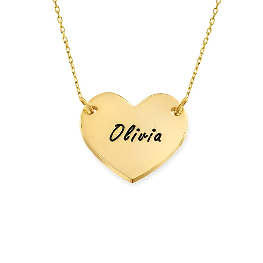 Yours Truly 22K Plated Engraved Heart Necklace