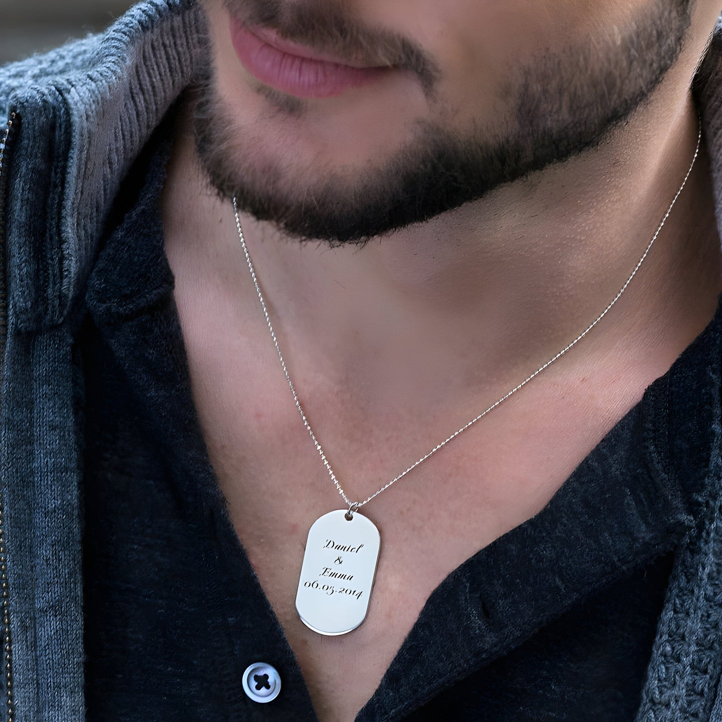 Yours Truly 22K Plated Engraved Dog Tag Necklace