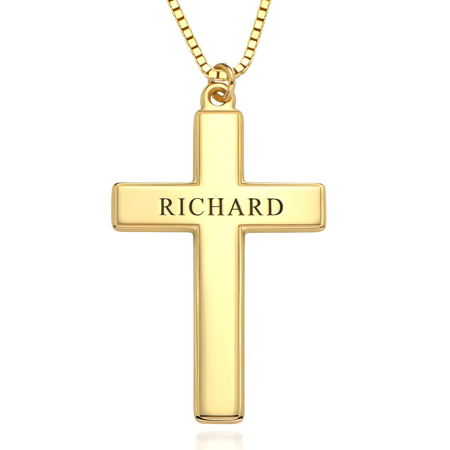 Yours Truly 22K Plated Engraved Cross Name Necklace