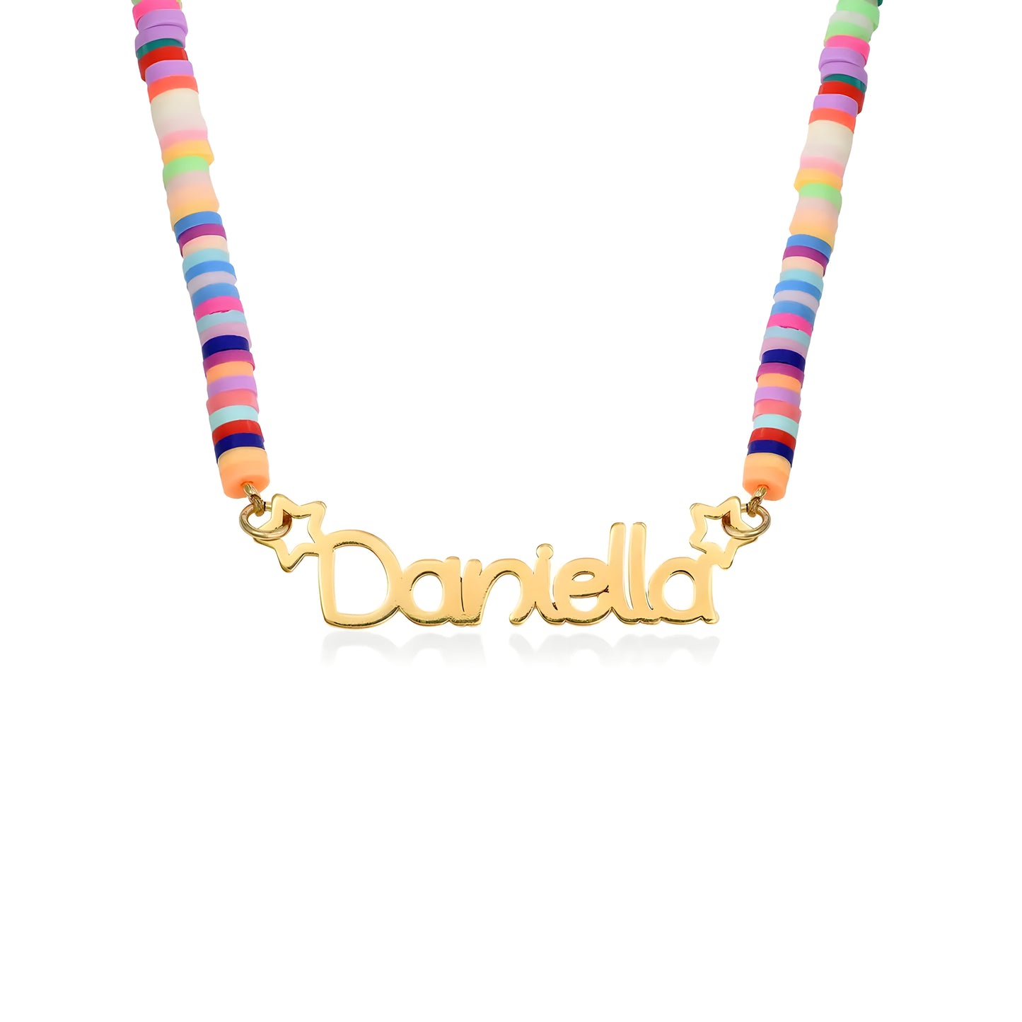 Yours Truly 22K Plated Rainbow Fimo Beads Name Necklace