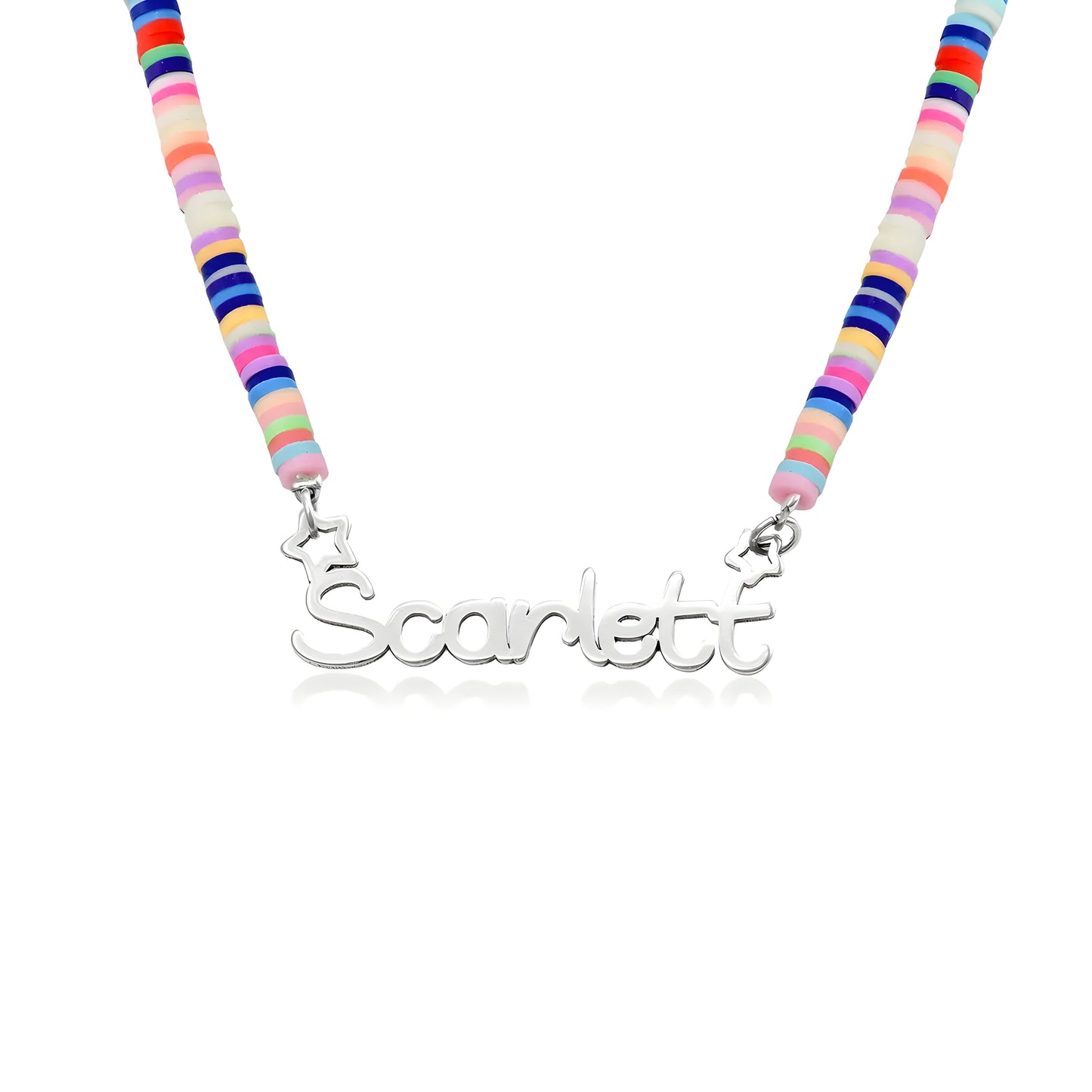 Yours Truly 22K Plated Rainbow Fimo Beads Name Necklace