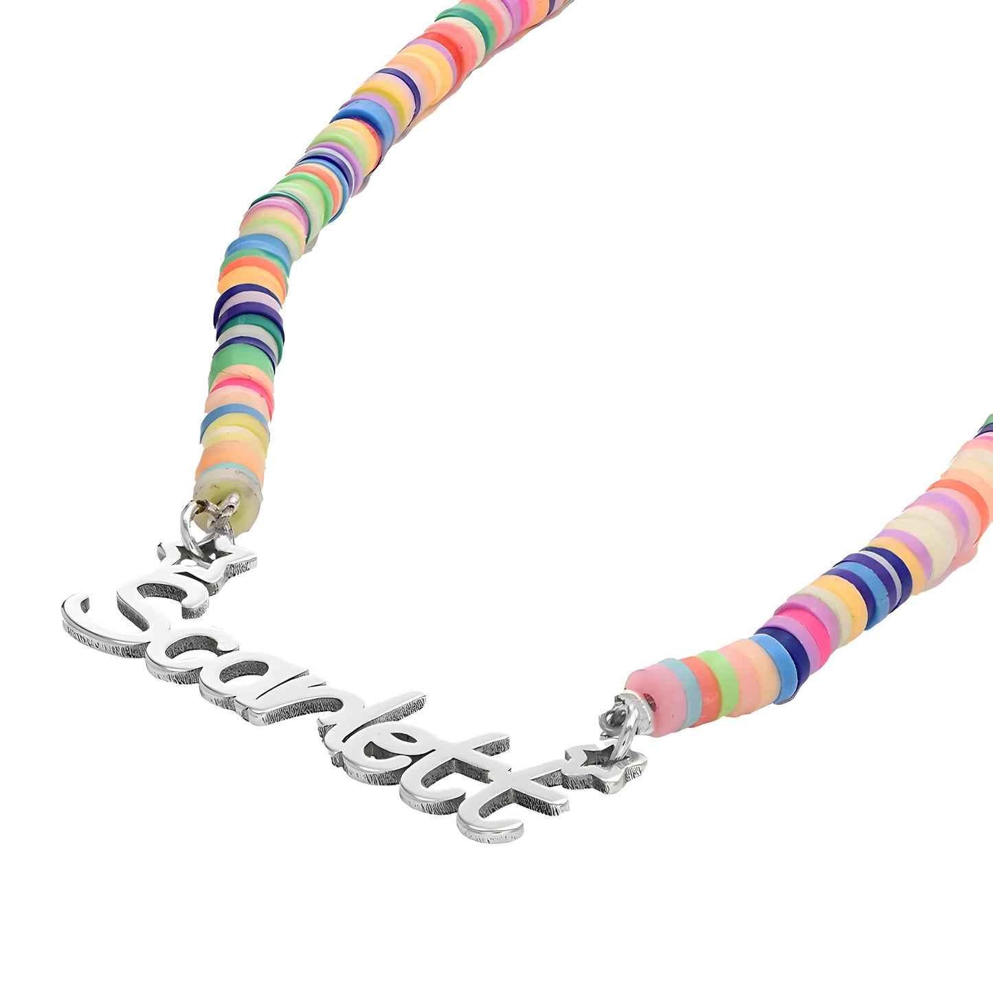 Yours Truly 22K Plated Rainbow Fimo Beads Name Necklace