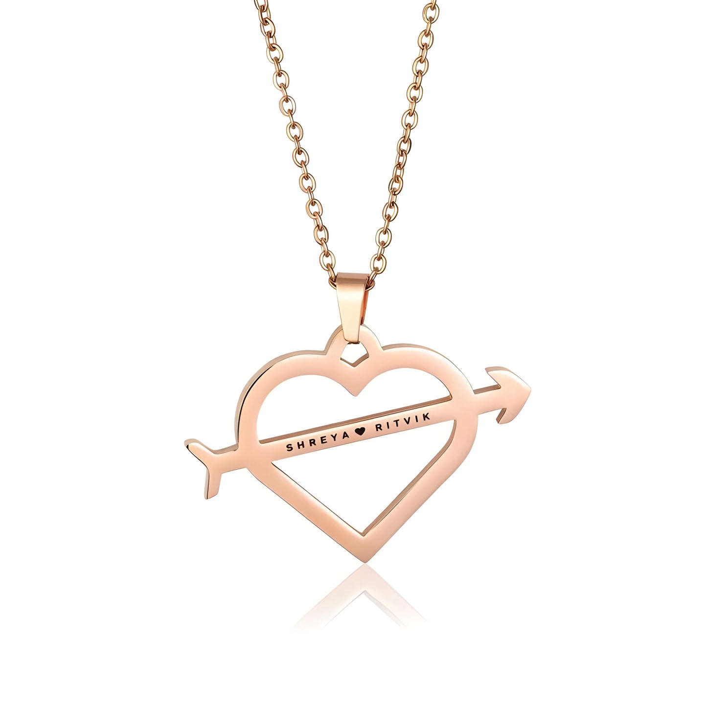 Yours Truly 22K Plated Engraved Heart & Arrow Couple Name Necklace