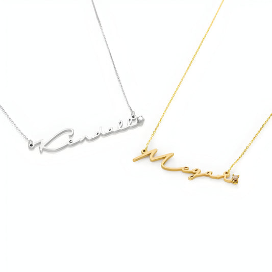 Yours Truly 22K Plated Diamond Studded Signature Name Necklace