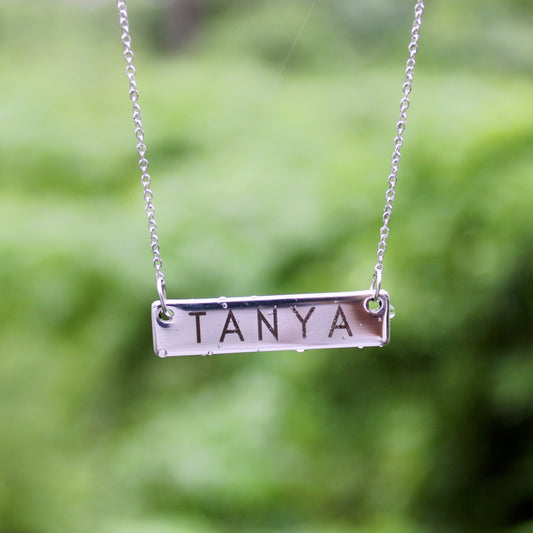 Yours Truly 22K Plated Horizontal Bar Necklace